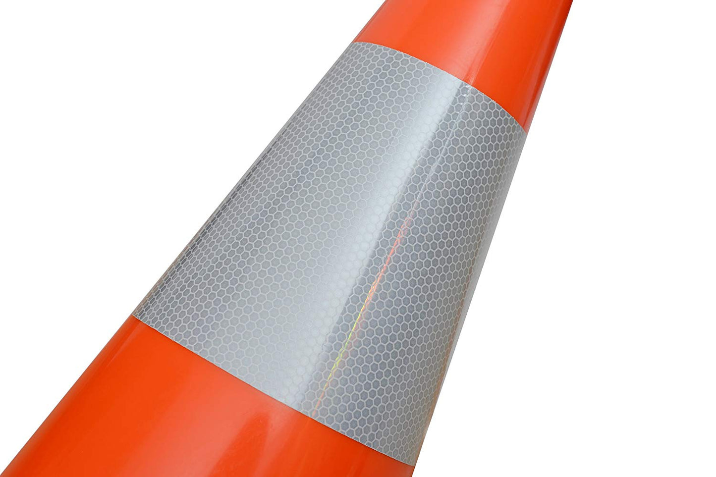 28" Height Orange PVC Traffic Safety Cones with Black Base & 6" + 4" Reflective Collars