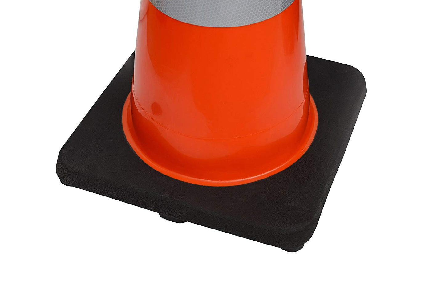 28" Height Orange PVC Traffic Safety Cones with Black Base & 6" + 4" Reflective Collars