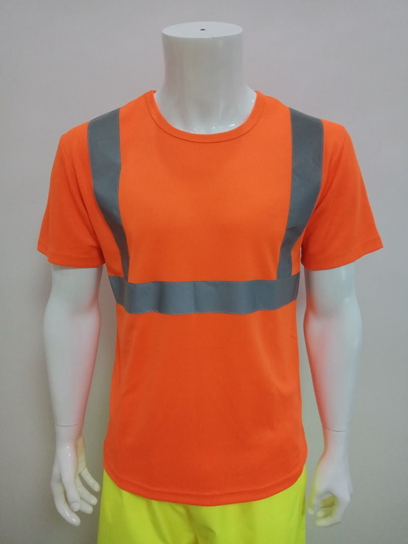 Hi Vis T-Shirt Class 2 Reflective Safety Short Sleeve HIGH VISIBILITY ORANGE