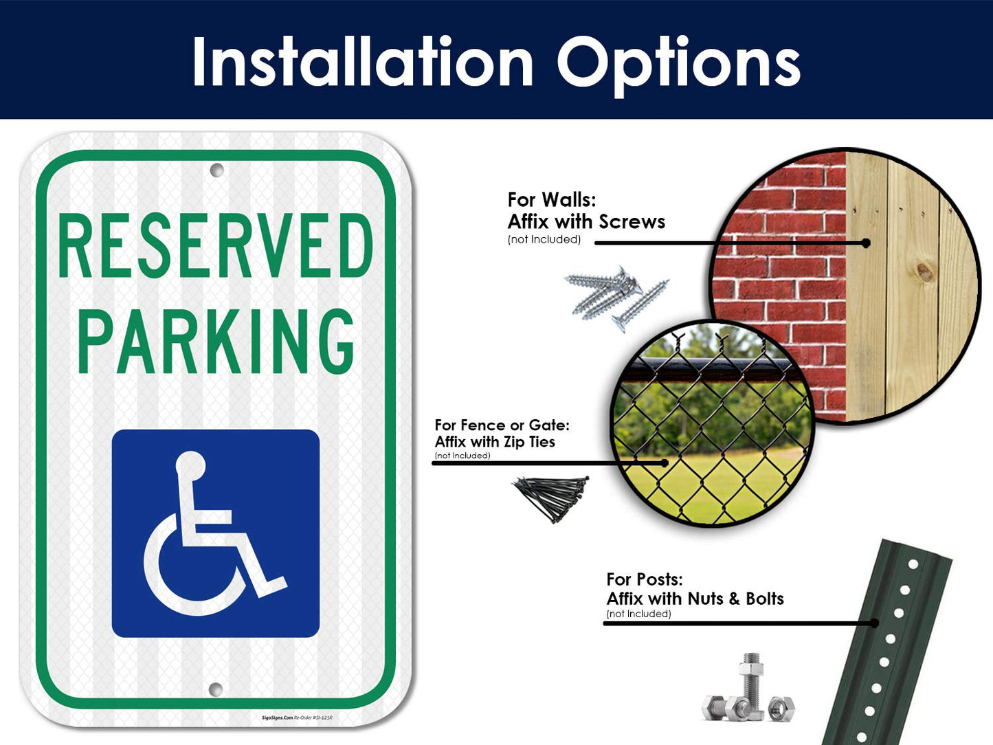 Handicap Parking Sign, with Picture of Wheelchair Sign, Federal 12x18.