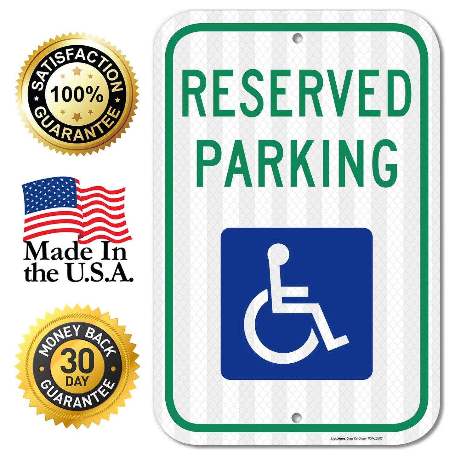 Handicap Parking Sign, with Picture of Wheelchair Sign, Federal 12x18.
