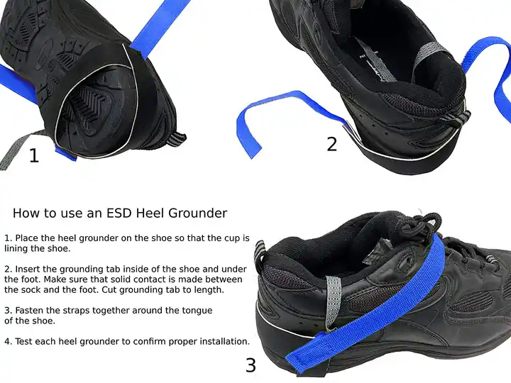 ESD Heel Strap - Reusable Safe Cleanroom Heel Grounder Strap