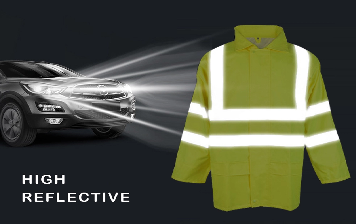 Oxford Safety Rain Jacket Reflective Yellow/Lime Hi-Vis Class 3
