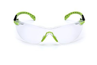 3M Solus  1000-Series Safety Glasses S1201SGAF, Green/Black, Clear Scotchgard Anti-Fog Lens