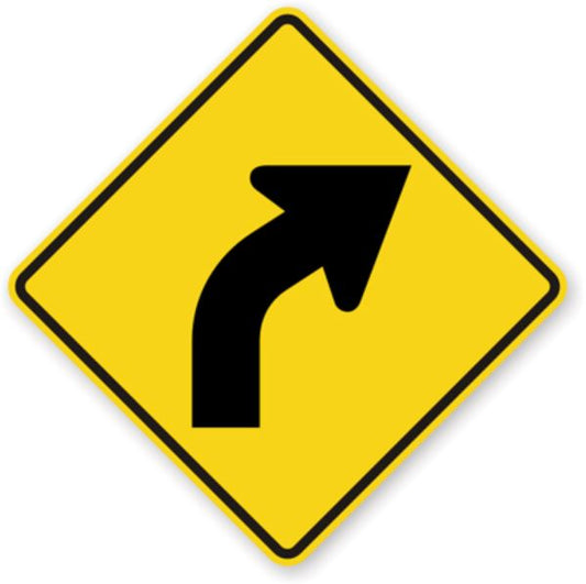 sharp right turn sign