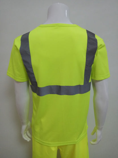 Hi Vis T-Shirt Class 2 Reflective Safety Short Sleeve HIGH VISIBILITY LIME GREEN