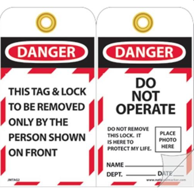 Jumbo Self-Laminating Lockout Tags - 5 / Pkg.