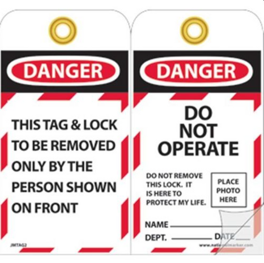 Jumbo Self-Laminating Lockout Tags - 5 / Pkg.