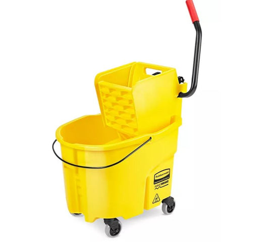 Commercial Mop Bucket on Wheels, 35 Quart, Yellow
