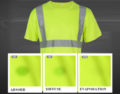 Hi Vis T-Shirt Class 2 Reflective Safety Short Sleeve HIGH VISIBILITY LIME GREEN