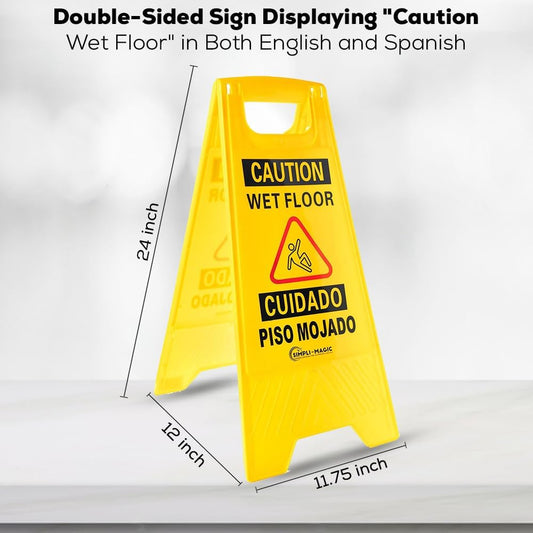 Wet Floor Caution Sign bi-lingual Yellow.